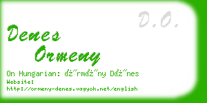 denes ormeny business card